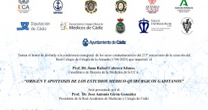 JUE 21 SEP 19h Ayto Cádiz - Conferencia 275 Aniv. Real Colegio Cirugía Armada